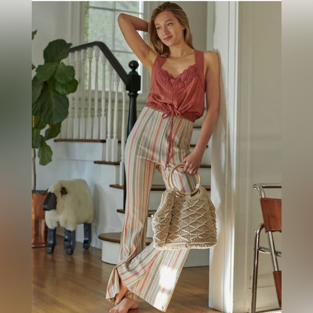 NWT, Free People Poppy Pull On, XS, striped flare pants